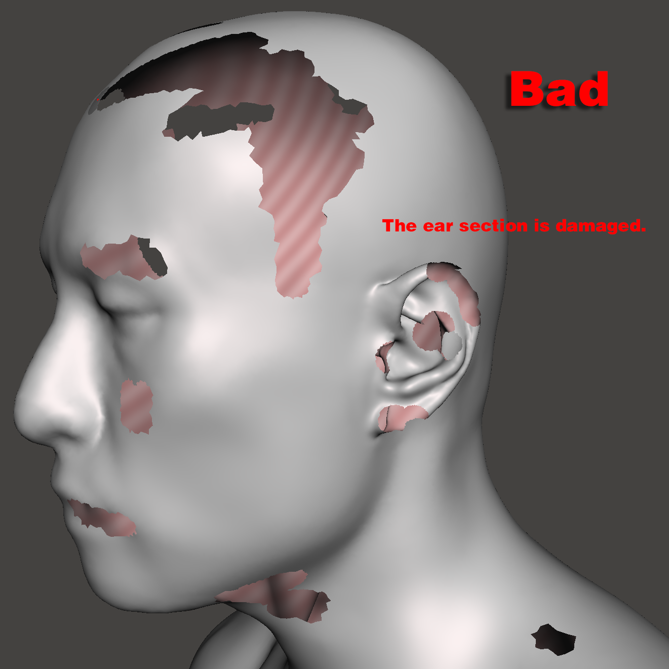 Example of scan defects to avoid